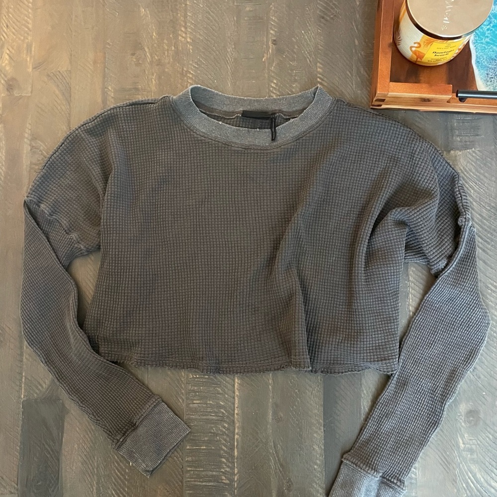 Cropped Waffle Shirt Urban Outfitters